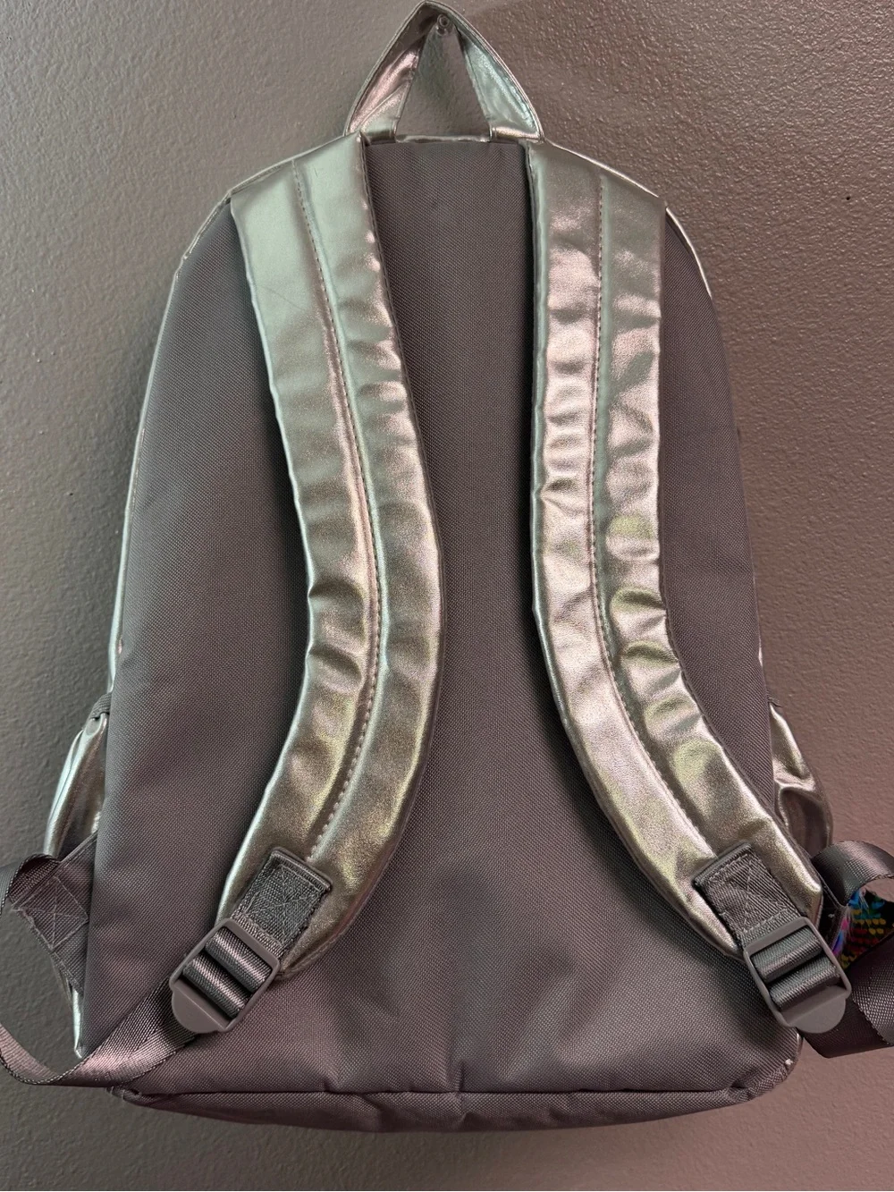 Glitter Patchwork Girls Backpack - Gold & Silver